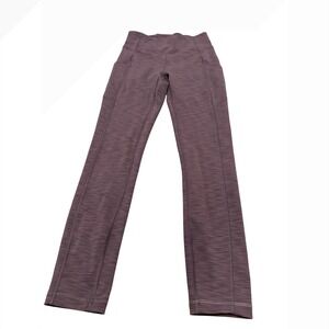 Lululemon High Rise Leggings Purple Space Dye Side Pockets Size 4